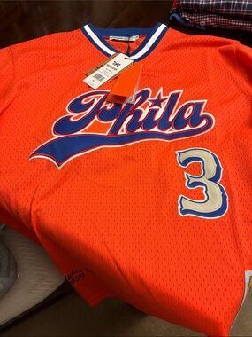 Philadelphia Stars Negro League Orange 'Phila' Mesh Baseball Jersey #3